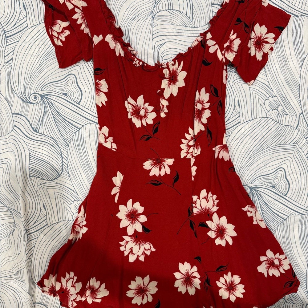 Reformation Off Shoulder Floral Dress
